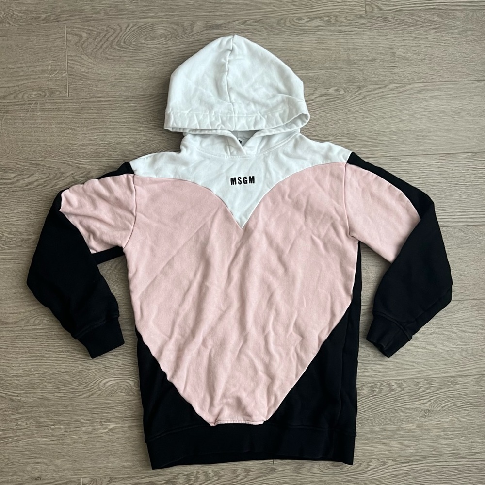 MSGM KIDS COLOR BLOCK COTTON SWEATSHIRT HOODIE